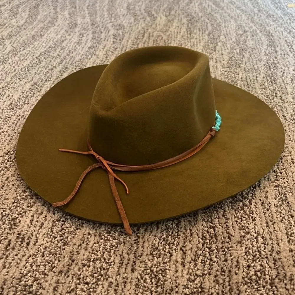 New Free People Montana Turquoise Wrap Felt Hat M